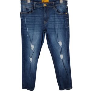 Regal Exchange Mens Distressed Medium Wash Denim Jeans 38x30 Ripped Stretch‎